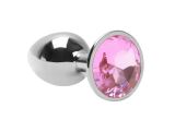 PLUG ANAL INOX 06871  - TAMANHO PEQUENO - PEDRA ROSA