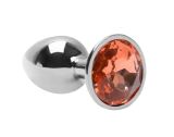 PLUG ANAL INOX 06871  - TAMANHO PEQUENO - PEDRA LARANJA
