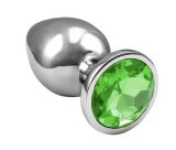 PLUG ANAL INOX 06871  - TAMANHO PEQUENO - PEDRA VERDE CLARO