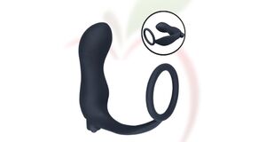 ANEL PENIANO EM SILICONE COM PLUG ANAL VIBRATÓRIO