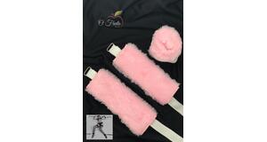 KIT BONDAGEM DE PELÚCIA - ROSA TIRAS BRANCAS