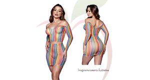 MINI VESTIDO ARRASTÃO ARCO-ÍRIS - Y2144