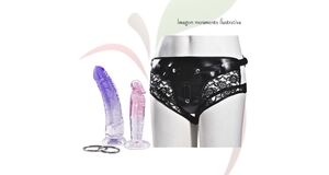 SEX COACH NAN244 - STRAP ON COM 2 PÊNIS TRANSLÚCIDOS